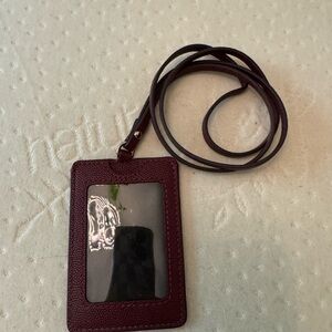 Marc Jacobs Deep Purple Leather ID Holder with Lanyard